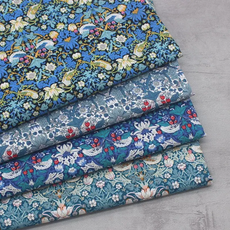 

100*145cm Cotton Poplin Vintage Floral Printed Fabric Dress Clothing Sewing Fabric Materials DIY Patchwork Handmade Cloth