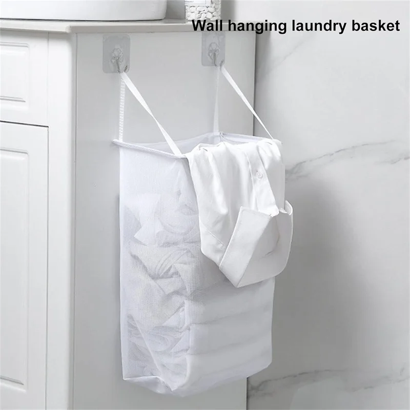 Hanging Net Bag With Sticker Wall-Mounted Laundry Basket Dirty Clothes Storage Basket Bathroom Organzier Mesh Bag Laundry Hamper laundry bag laundry basket laundry bags laundry hamper clothes basket