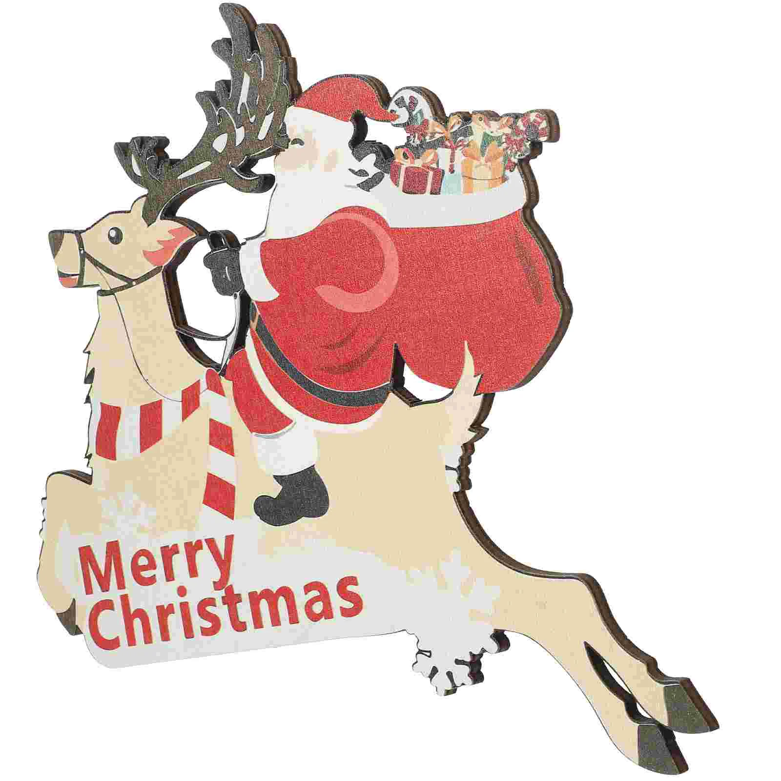 

Home Decor Holiday Window Ornament Door Corner Xmas Frame Pendant Wood Funny Decoration