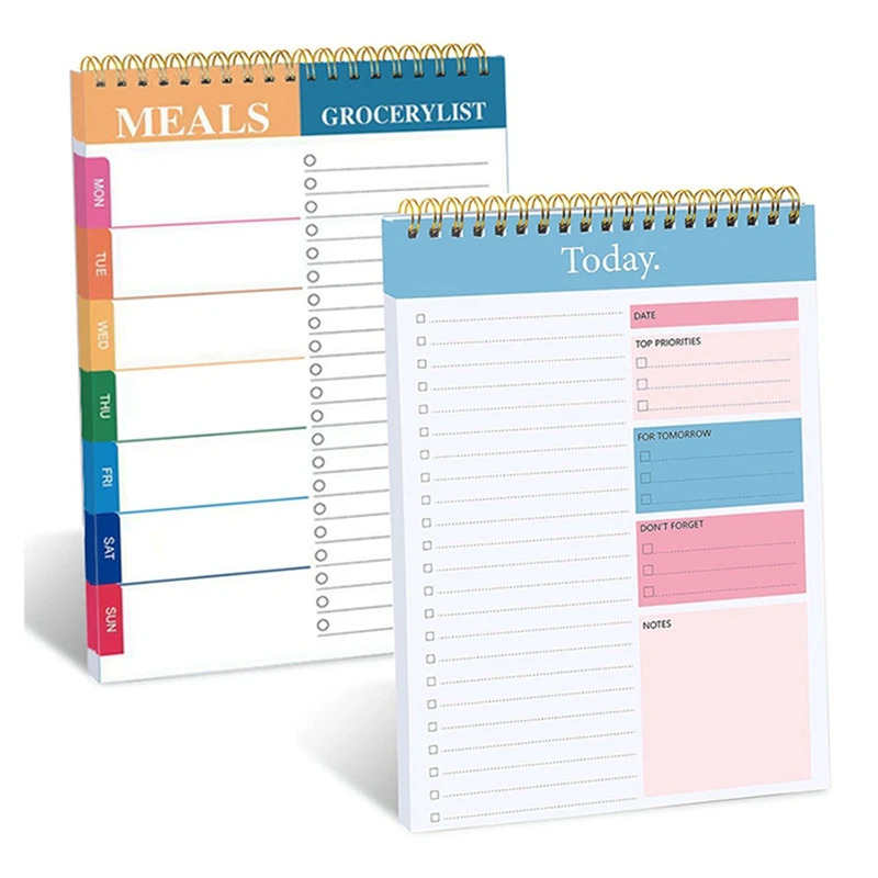 

2 Piece Do List Notepad Planner Notebook Paper 5.6 X 8.5Inch Weekly Planner Daily Task Pad Productivity Note Organizer