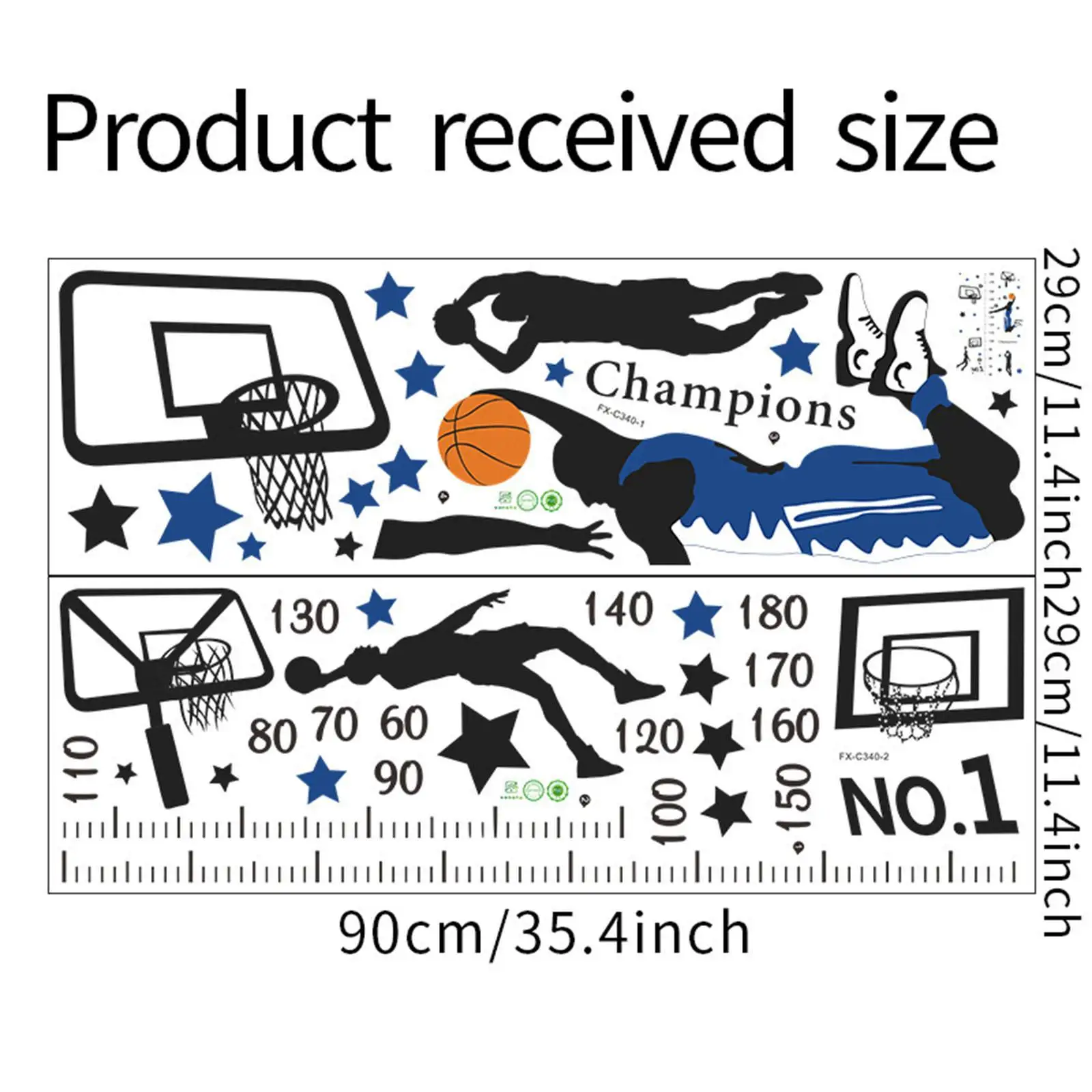 Height Chart Wall Decal Wall Art Decoration DIY Sport Theme Height Measurement
