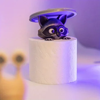 Cute Raccoon Animal Shaped Toilet Paper Holder, Funny Toilet Paper Holder Standing Bathroom Paper Towel Holder for Decoration 2