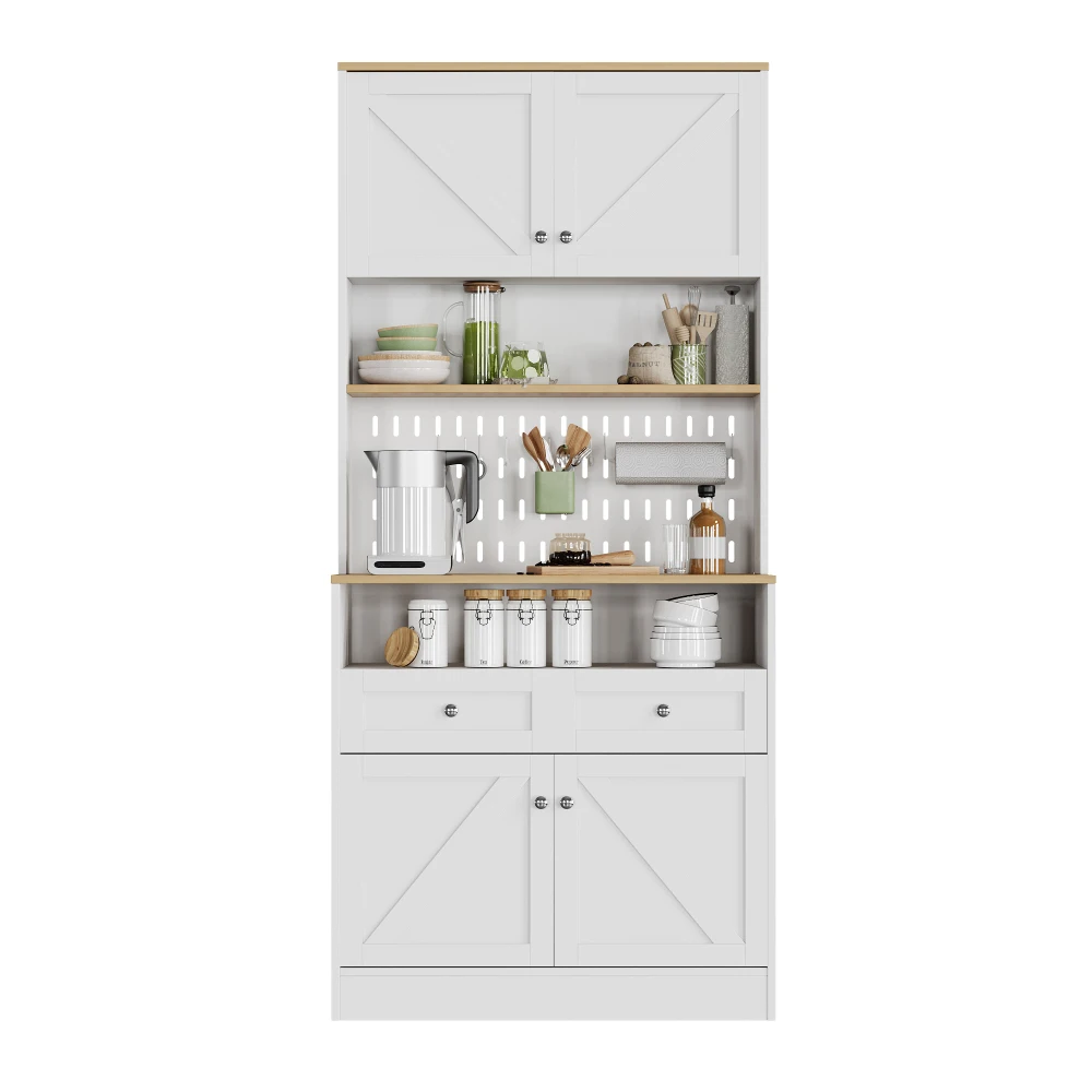 Modernes multifunktionales Sideboard mit 2 Schubladen und 4 Türen – Griffen und großzügigem Stauraum, stilvoller Buffetschrank-Organizer – Detail 1