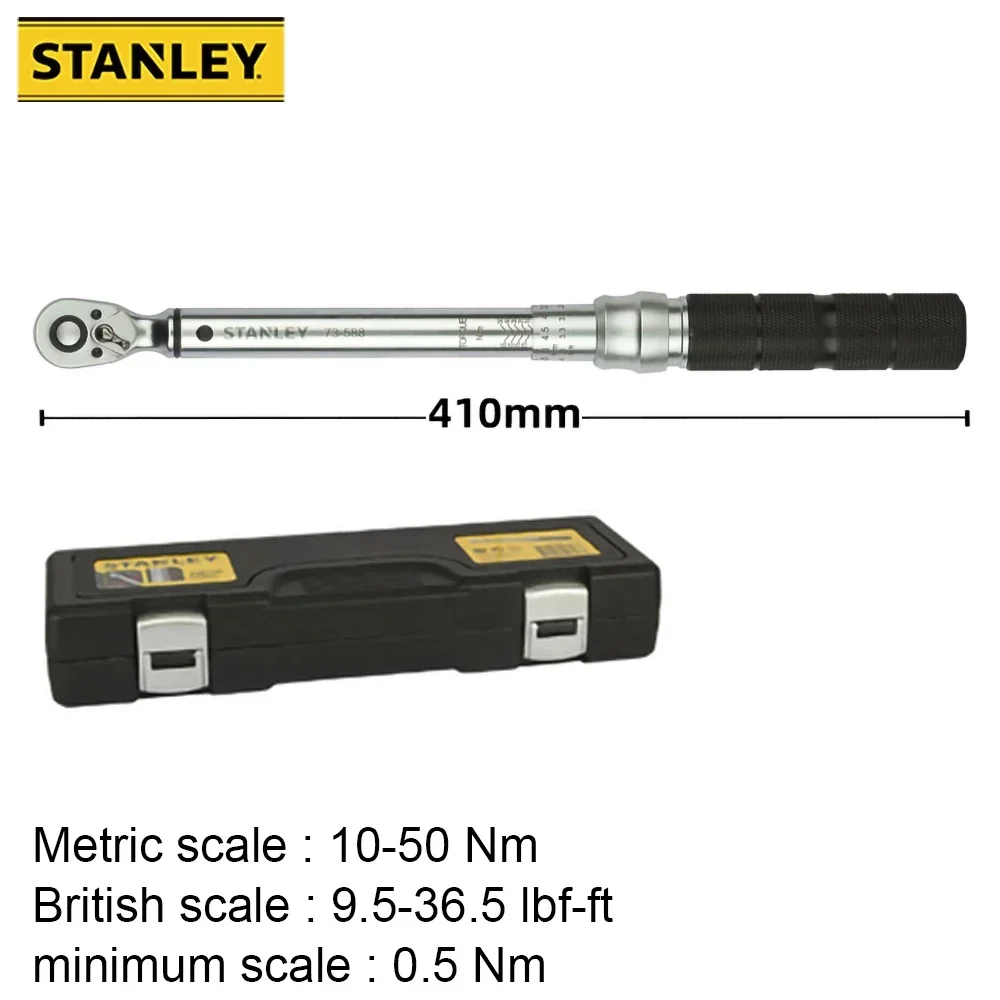 

Stanley STMT73588 3/8 Inch Torque Wrench Ratchet Alloy Steel Body 10-50Nm +/- 3%AC Two Scales Hand Tool for Mechanic Car Repair