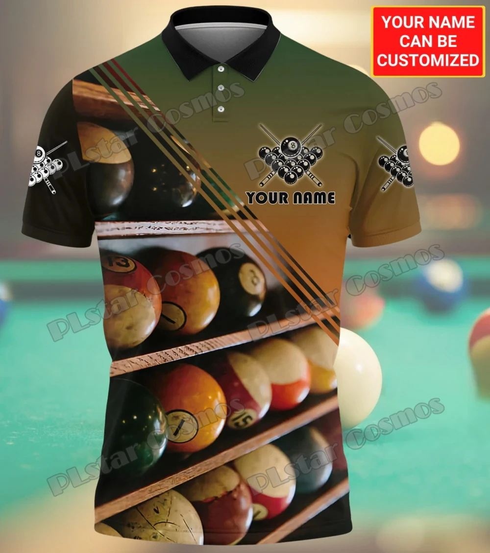 Benutzer definierte Name Billard Pool Spieler 3d gedruckt Herren Polos hirt Sommer Straße Kurzarm Shirt Geschenk für Billard Liebhaber wk44 – Detail 11