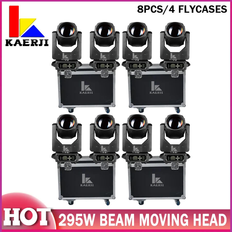 

NEW 8Pcs/Lot 295W Beam Moving Head Light 4 Flightcase DMX Stage Lighting Projector Suitable For DJ Party Concert Professional