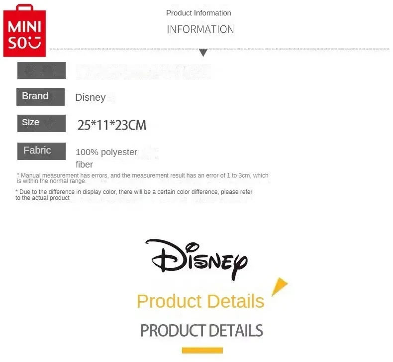 MINISO Disney Fashion Canvas Large Capacity Handbag Cute Cartoon Winnie Bear Multi functional Women's Crossbody Bag