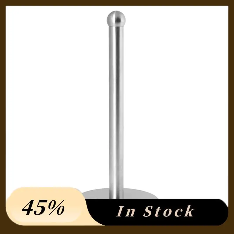 Countertop Stainless Steel Paper Towel Holder , Tear Kitchen Paper Towel With Heavy Base For Standard Rolls Durable