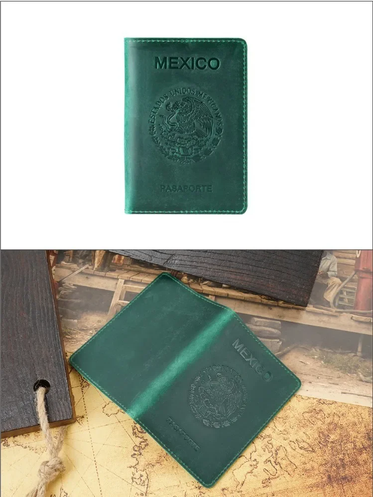 Mexico Genuine Leather Passport Cover For Mexican Credit Card Holder Vintage Men Women Passport Case Travel Wallet leather wallet,passport holder