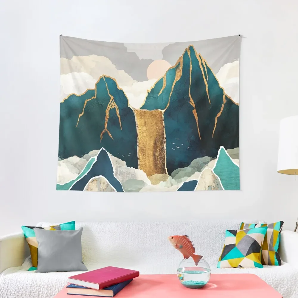 

Golden Waterfall Tapestry Home Decorating Room Decor Korean Style Tapete For The Wall Tapestry