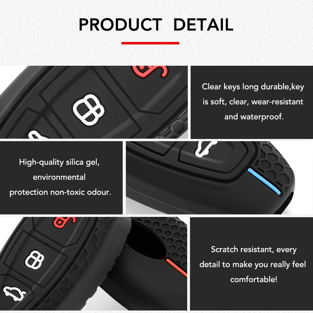 3 Button Key Cover for Ford Transit Custom Mondeo Fiesta Kuga ST Line MK3 Focus 3 Station Wagon Ecosport, key case cover, key case