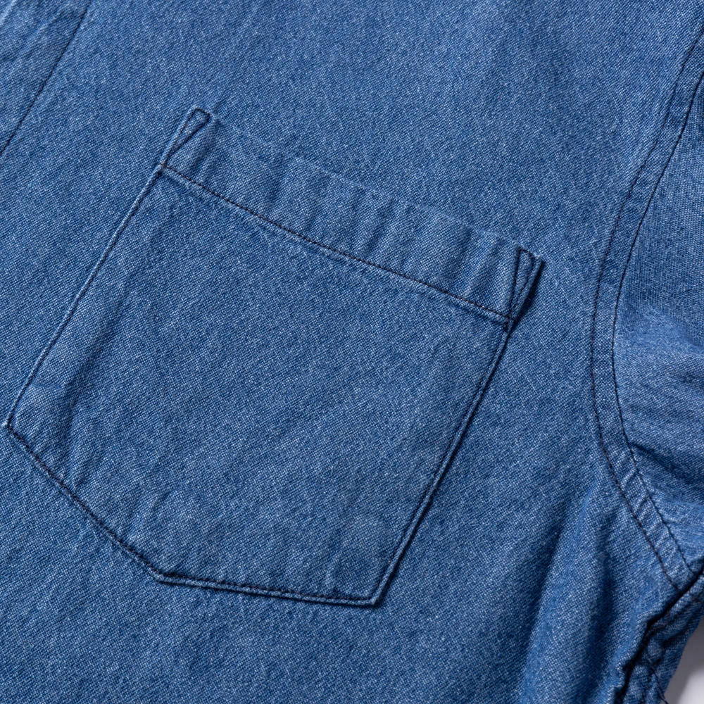 Denim Shirt Long Sleeved Shirt 100% Cotton Western Pocket Shirt Standard-fit Work Shirts