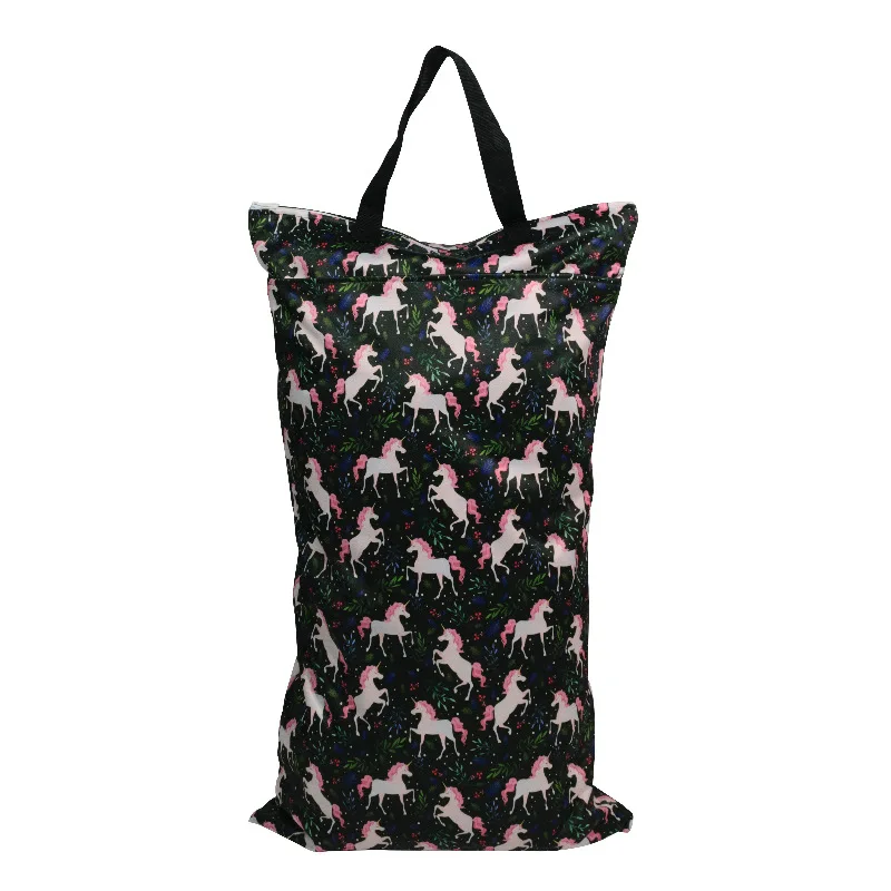 40*70cm Large Hanging Wet Dry Pail Bag Two Zippered Waterproof Wet Clothing Bag Laundry Diaper Nappy Bags Prints Portable Pouch 6