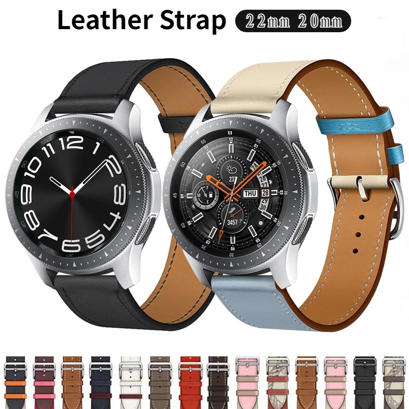 Slimmer Leather Strap for Samsung Galaxy Watch 3 4 5 6 43/47mm 41/45mm  Active 40/44mm Band for Amazfit GTR Huawei GT2 3 42/46mm
