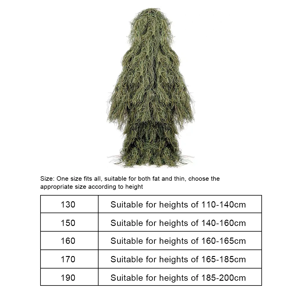 Ghillie Suit 5Pcs/Set Camouflage Ghillie Suit With Jacket Pants Hood