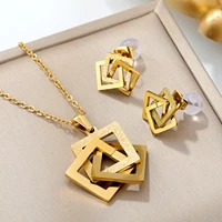 LUXUKISSKIDS Golden Waterproof Jewelry Sets Stainless Steel for Woman Wedding Party Accessorires Fashion Necklace Earrings Set