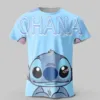 2024 Disney Stitch T Shirt Boys Girls Costume Cartoon Kids 3D Print Adult Kids Short Sleeve T Shirt 4