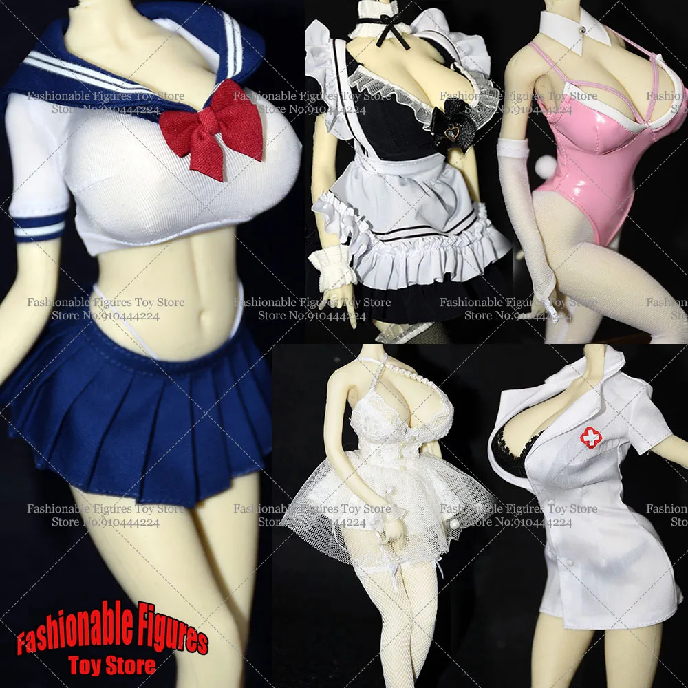 

Big Size 1/6 Women Soldier Cosplay Uniform Cute Japanese Rabbit Girl Maid Nurse Sailor Clothes Set Bra Briefs For 12" UD Body