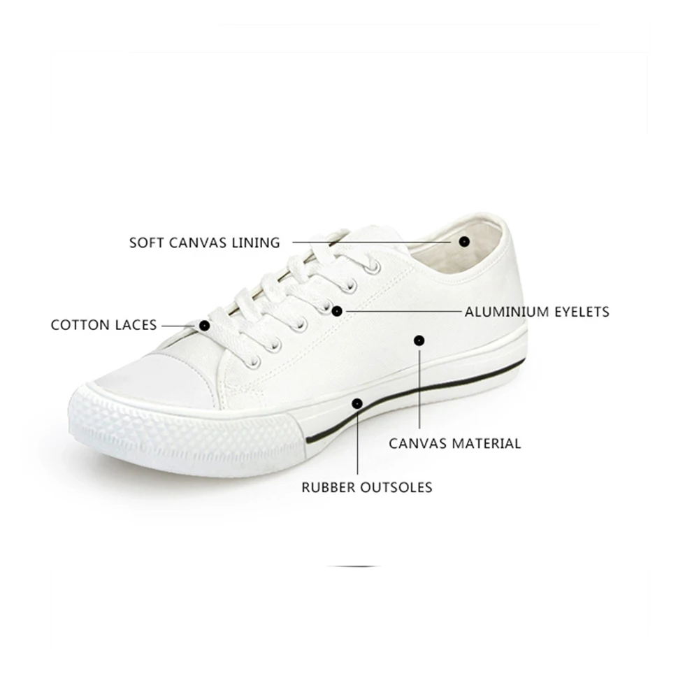 Women White Classic Canvas Shoes Cute Corgi Pattern Casual Flats All-match  Autumn Girl Low Top Sneakers