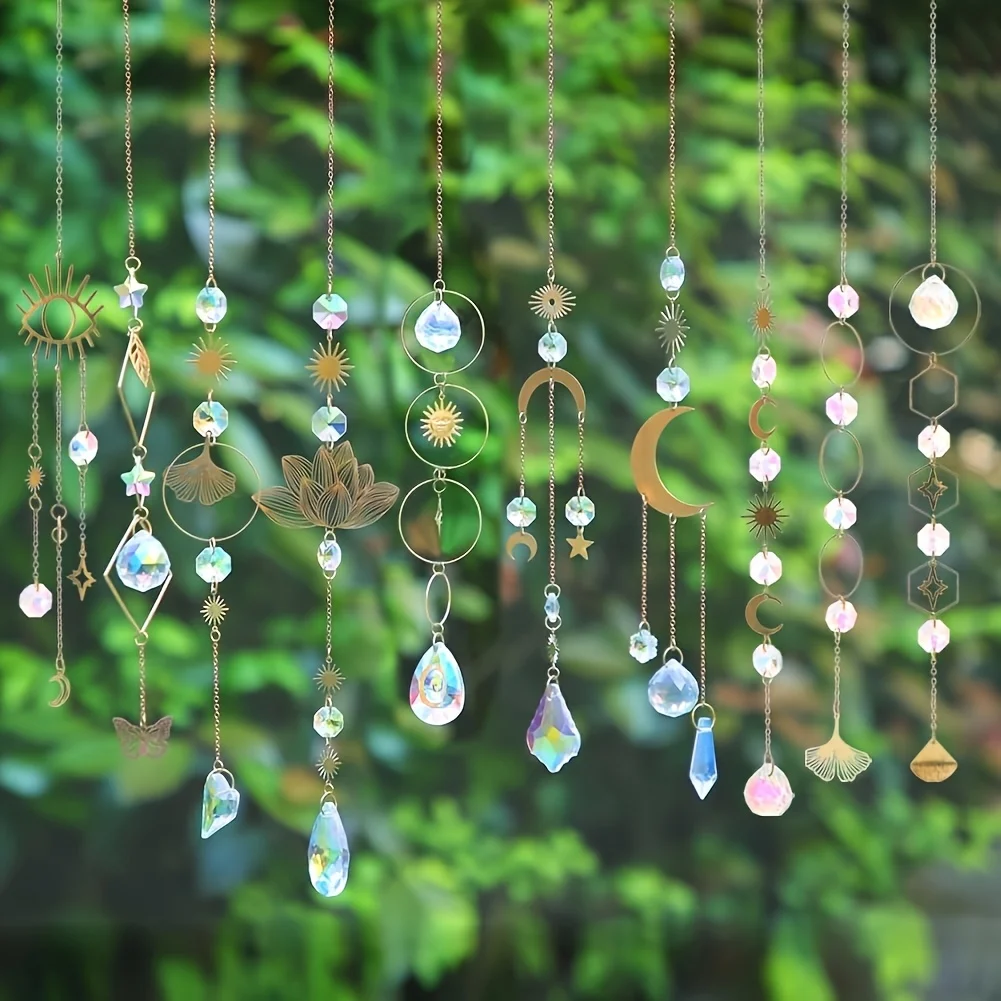 10 Pieces Lotus Colorful Crystal Suncatcher with Chain Pendant Ornaments Hanging Crystals Prism Rainbow Maker for Windows Indoor 5 S26daf91ad3824797959609361918574di