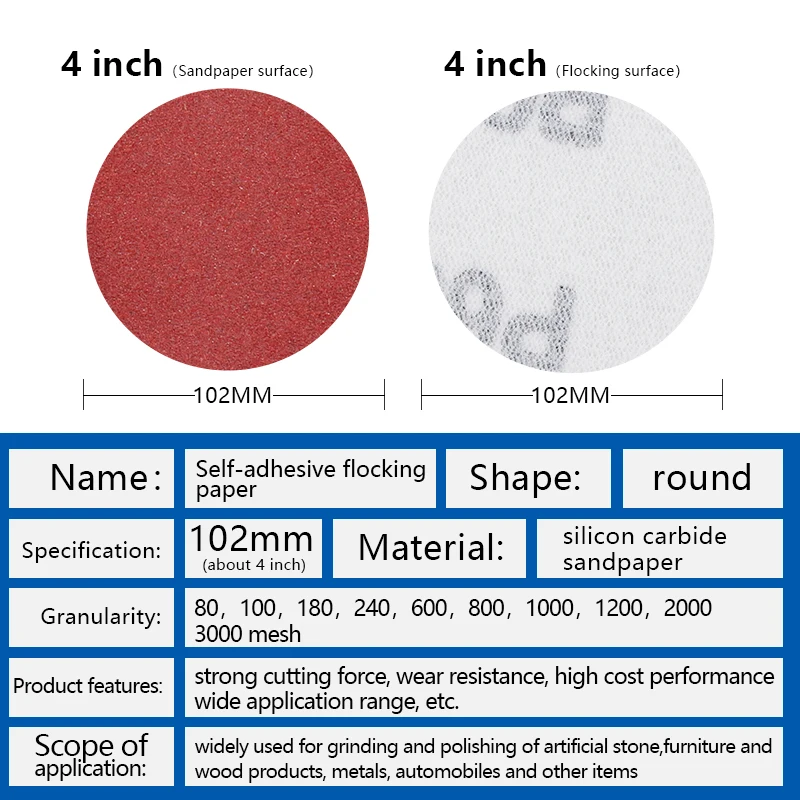 Xcan 4 Zoll Poliers cheibe 80-7000 Körnung Schleif polier kissen Kit Beflockung Schleif scheiben rundes Schleifpapier für Rotations werkzeug – Detail 7