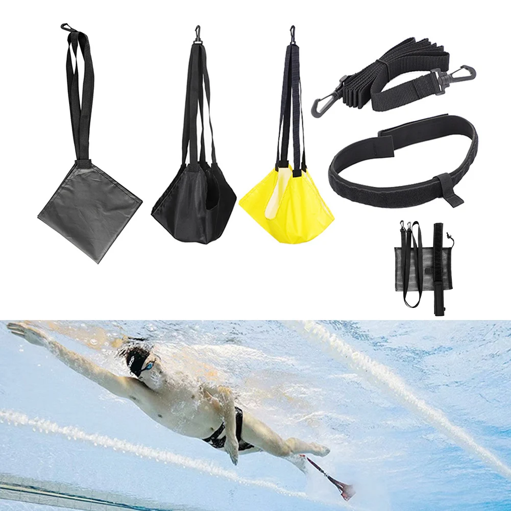 Swimming Strength Training Resistance Belt 20cm/30cm/40cm Training Parachute Adults Kids Waterproof Multi-layer Waist Equipment professional resistance band swimming arm strength trainer elastic swimming arm training stretch pull rope gym muscle training