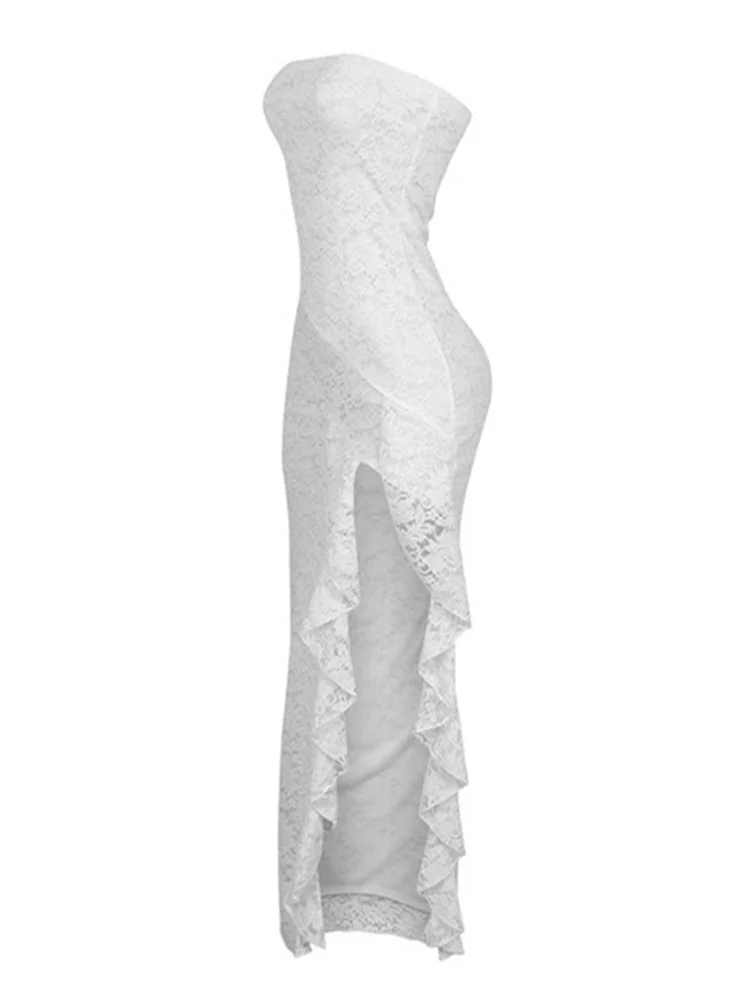 Wmstar Dresses for Women 2025  Sexy Elegant Fashion Lace Strapless Slip Hem Summer Clothes Maxi Dress Wholesale Dropshipping