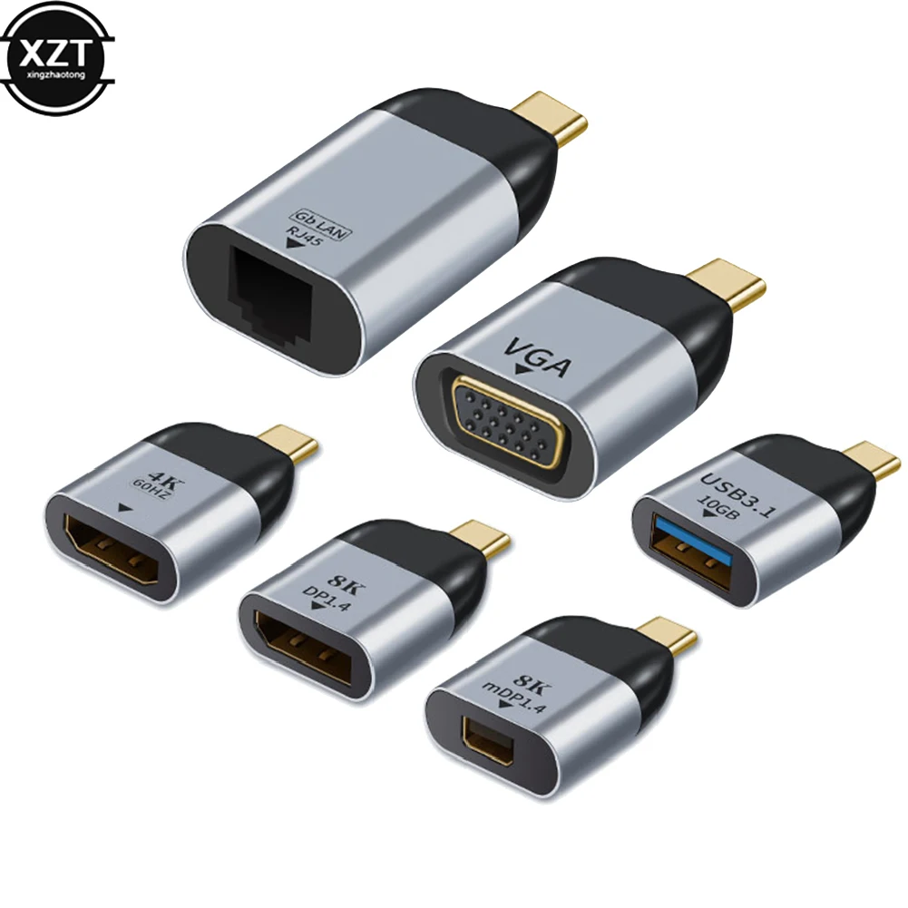 8K/4K 60Hz USB C To HDMI compatible Dp Mini Dp Vga Adapter USB Type C HDMI compatible Cable