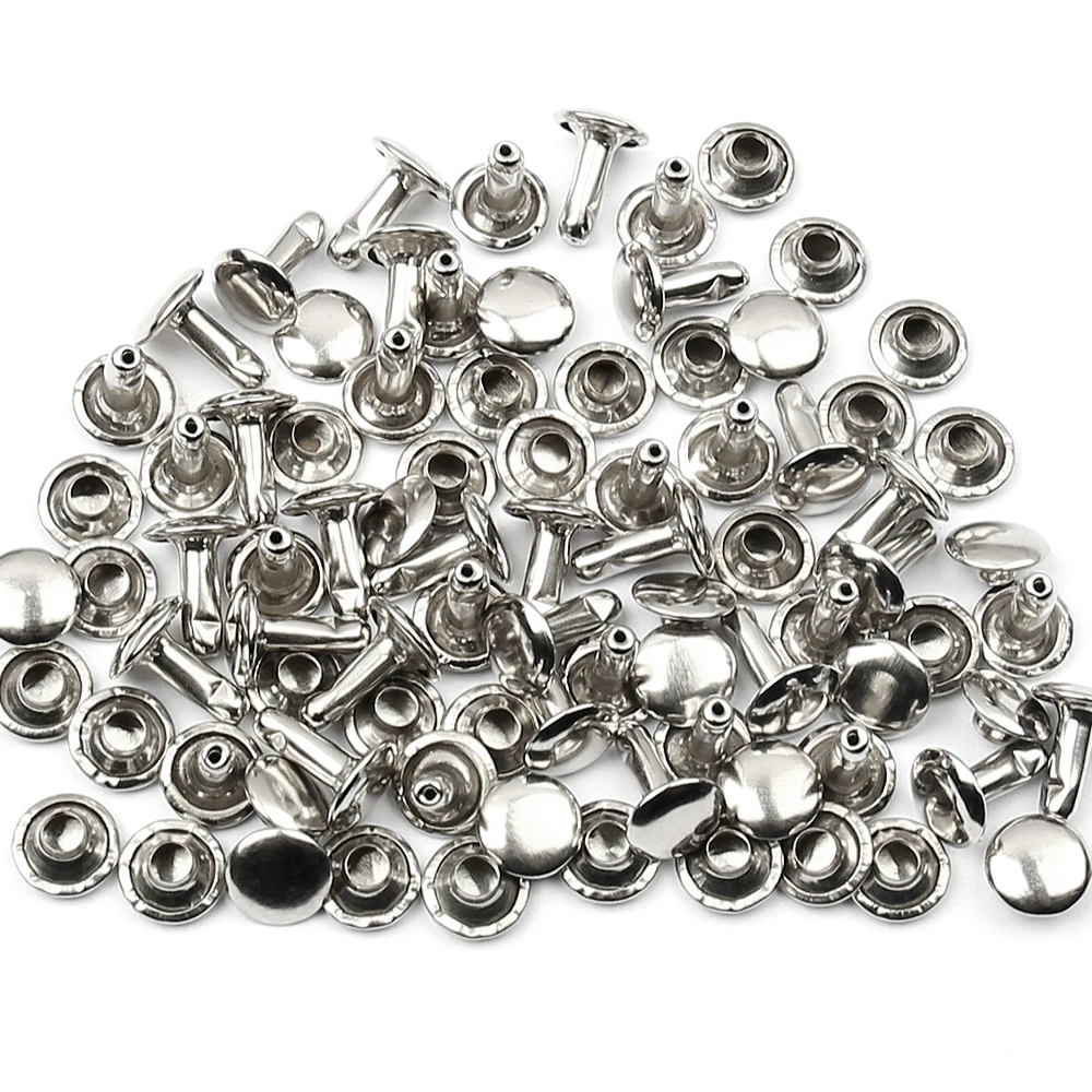 Wholesale Silver Rivets Cone Studs for Clothes Metal Spikes Double Cap  Rivet Stud Round Nail DIY Shoes Bags Clothing Accessories - AliExpress