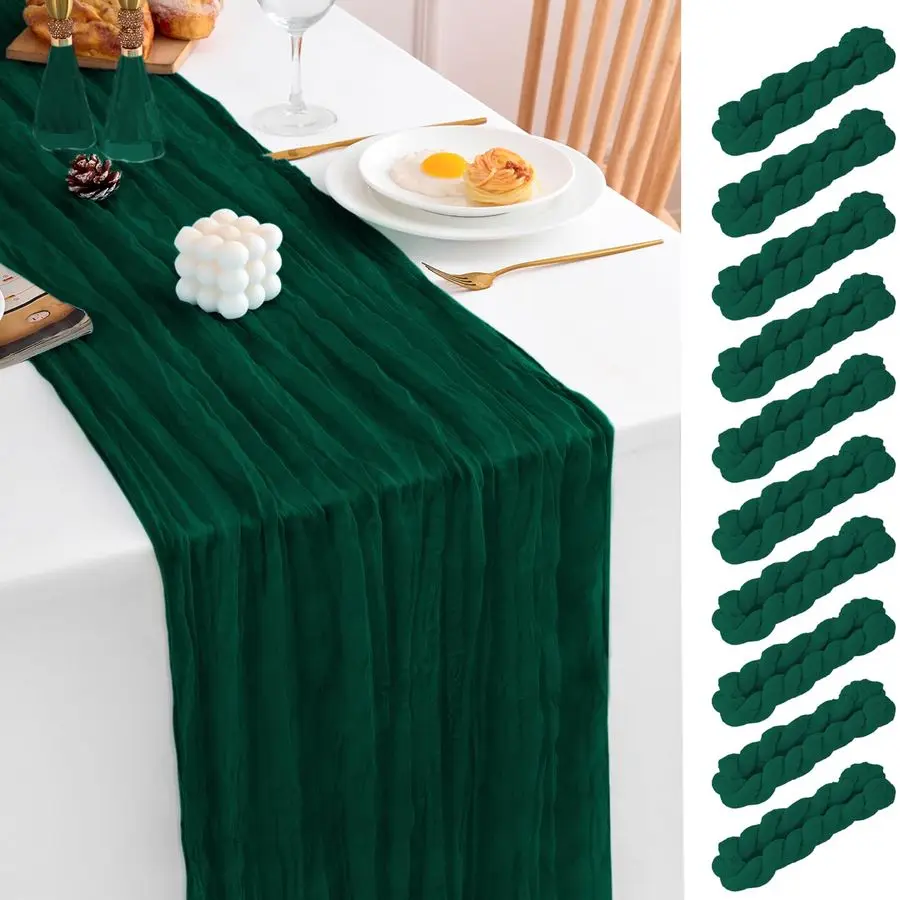 Pack Emerald Green Table Runner 120 Inch Cheesecloth Table Runner 10FT Boho Gauze Table Runner Long Cheese Cloth Table Runner Se