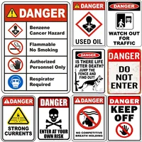 Vintage Danger Warning Tin Sign