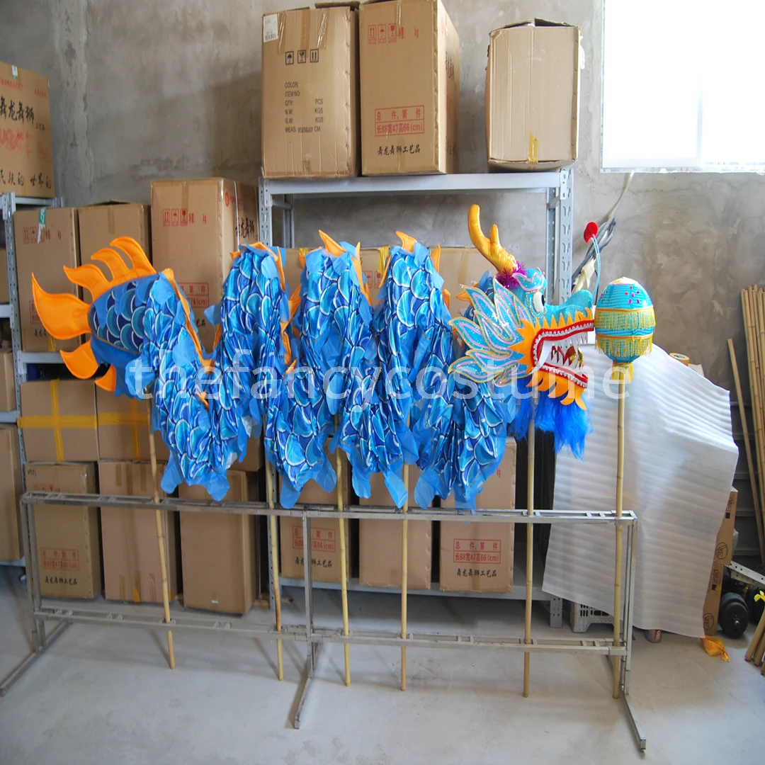 

10M 6 Adults CHINESE Spring Day DRAGON DANCE Props Silk Folk Festival Celebration Kongfu Mascot Costume Parade Party Thing
