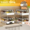 WORTHBUY 2 Tier Pull Out Plastic Storage Rack Large Capacity Kitchen Cabinet Storage Organizer Drawer Spice Jar Storage Shelves 2