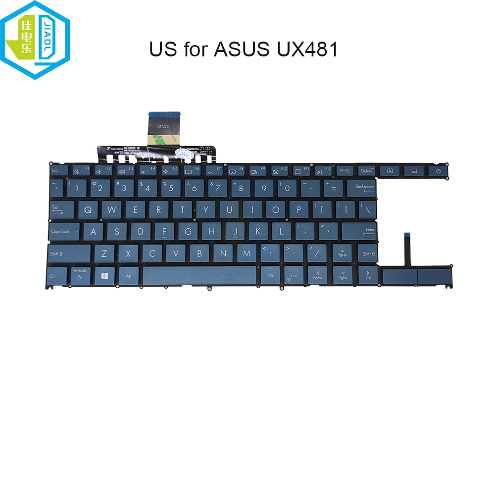 Teclado Backlit para Laptop dos Eua Teclados Ingleses Teclados Azuis Asus Zenbook Pro Duo Ux481 Ux481f Ux481fl Ux481fa 0knb05622us00