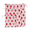 1PC Cotton Linen Fabric Pouch Drawstring Bag Cute Animal Plant Print Kids Travel Cloth Shoes Storage Bag Makeup Case Gift Bag 5