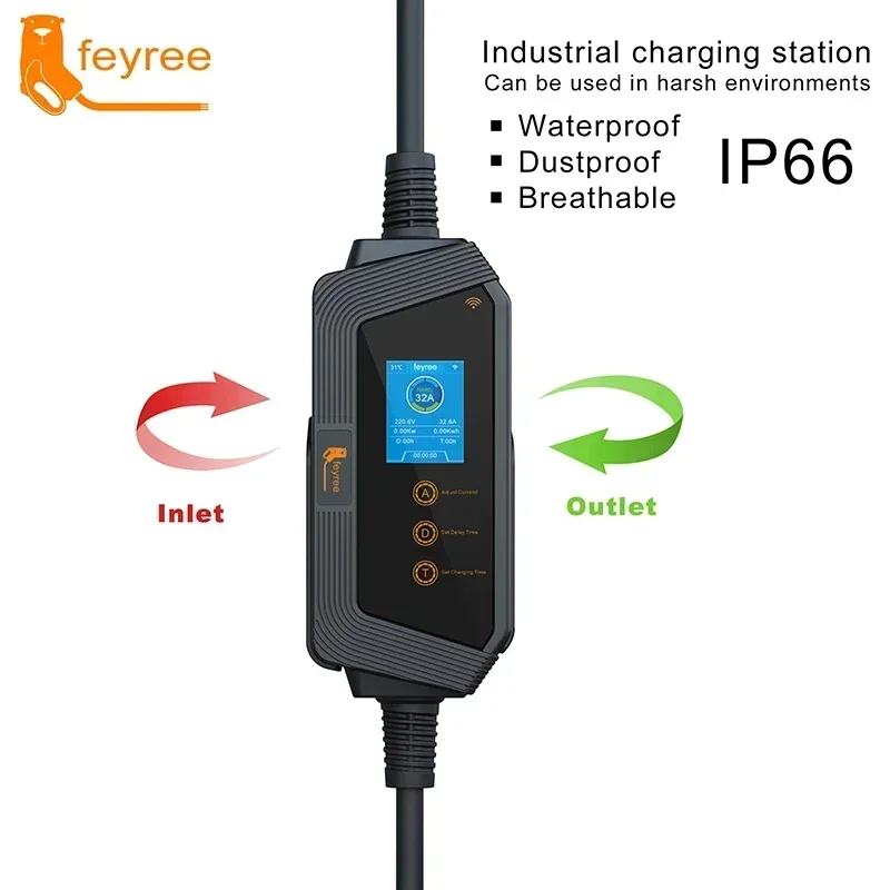 EV Charger 7KW 32A 1Phase Portable J1772 Socket with 5m Cable Smart APP WIFI Control Version for Electric Vehicle