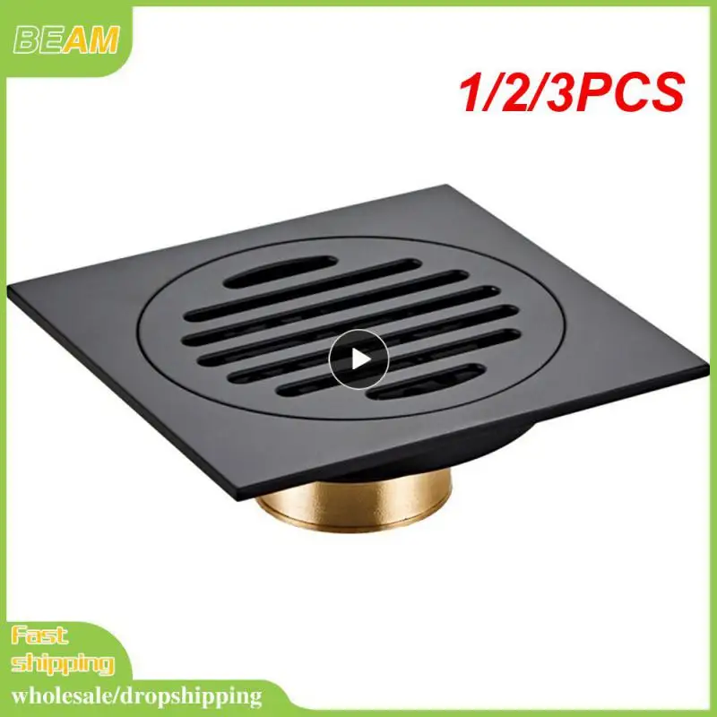 

1/2/3PCS Hotaan Anti-odor Matte Black Bathtub Shower Drainer Floor 10cm Brass Square Floor Shower Drain Waste Grate Floor Drain