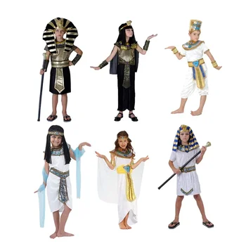 Halloween Costumes Boy Girl Ancient Egypt Egyptian Pharaoh Cleopatra Prince Princess Costume for  Cosplay