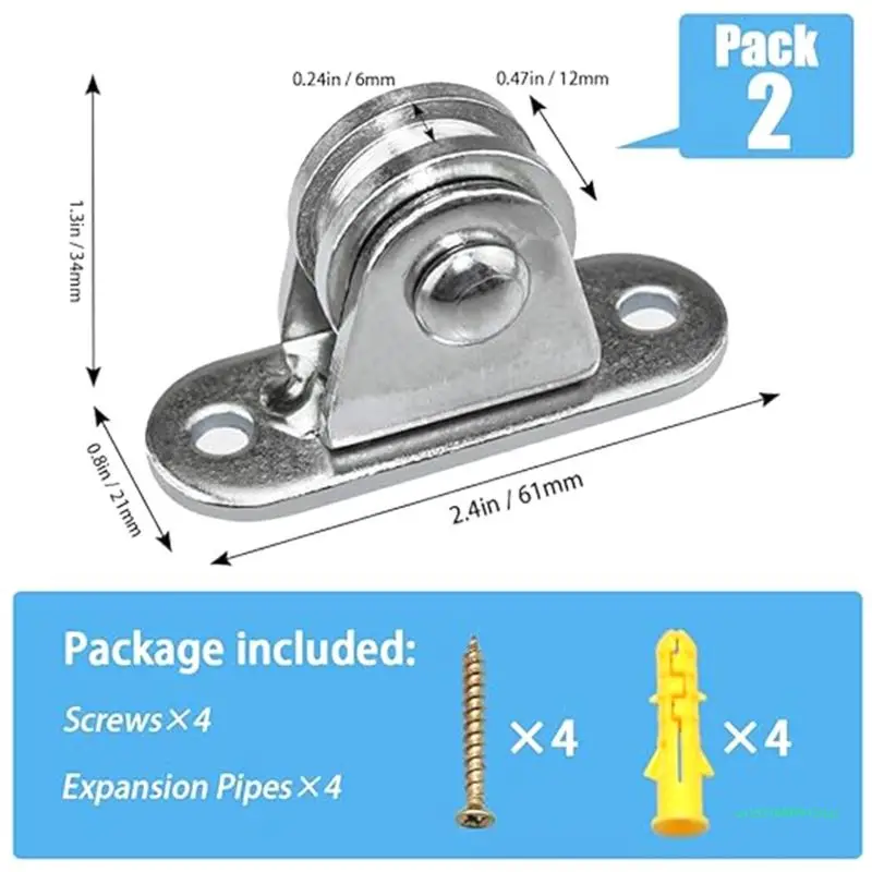 Small Pulley Block Silents Wall Ceiling Mount Pulley Wheel for Cord Material