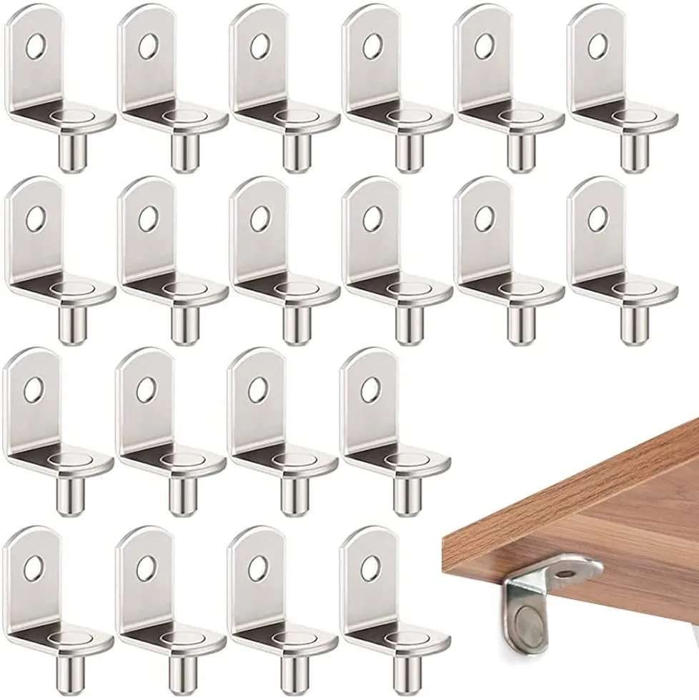 

20Pcs Shelf Brackets Support Studs Pegs 5mm Metal Pin Shelves Seperator Fixed Cabinet &Cupboard Glass Furniture Bracket Tool
