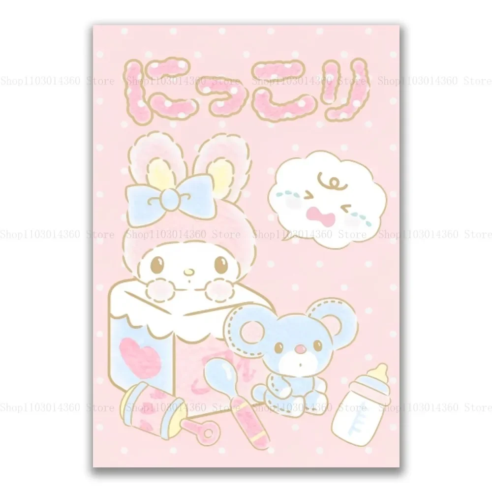 thumbnail image 1 of Póster adhesivo de dibujos animados Kawaii My Melody, pintura colgante de pared, exhibición de escritorio, decoración del hogar, material impreso de alta calidad, 1 of 5