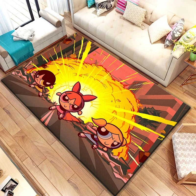 The Powerpuff Girls Cartoon Carpet, Living Room Bedroom Floor Mat Kitchen Mat Bedroom Mat,bedroom Birthday Gift Yoga Mat,Carpet