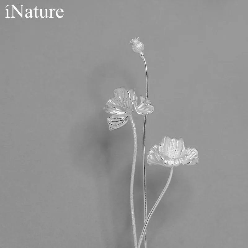 Inature 925 Sterling Silver Elegant Poppy Flower Spille Wedding Office Spilla Spille Per Gioielli Da Donna Regali