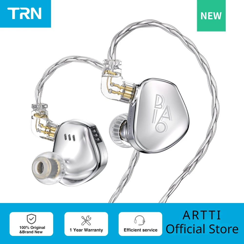 

TRN BA16 In-Ear Earphones 32BA Driver Unit Balanced HIFI Wired IEMs Monitors Headphones Tuning Switch Cancelling Earbuds Headset