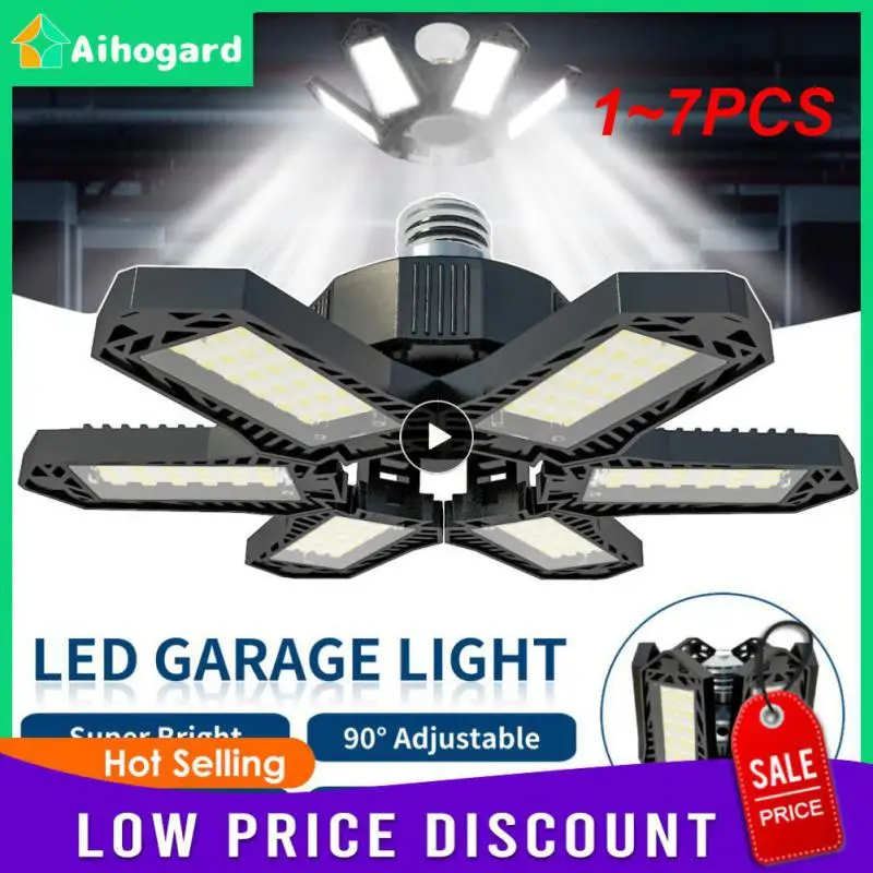 

1~7PCS Panels LED Garage Light Deformable Ceiling Light Adjustable Led Bulb E27/E26 LED Lights For Garage Workshop Storage