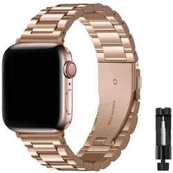 Premium Stainless Steel Watch Strap - Elegant Metal Bracelet Band for 42mm(Series 11 10) (C - Rose Golden)