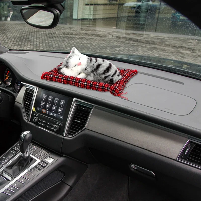 Car Decoration Accessories Lovely Plush Kittens Doll Toy Home Decoration Car-styling Car Ornaments Cute Simulation Sleeping Cats Dashboard Decoration