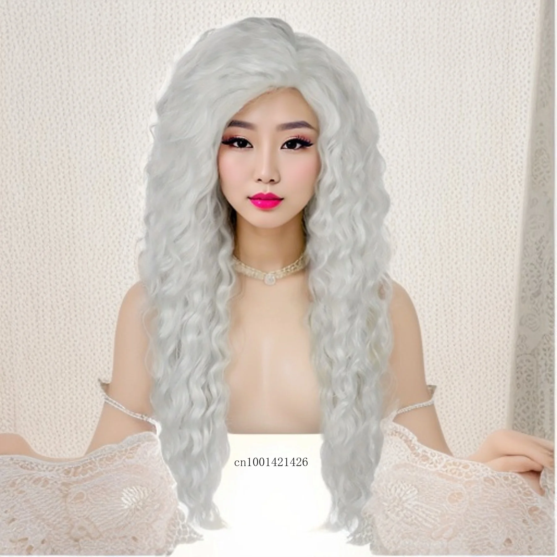 

Светильник серый парик для женщин, синтетические волосы, Термостойкое волокно, 28 дюймов, длинные вьющиеся волнистые парики, Женская специфика