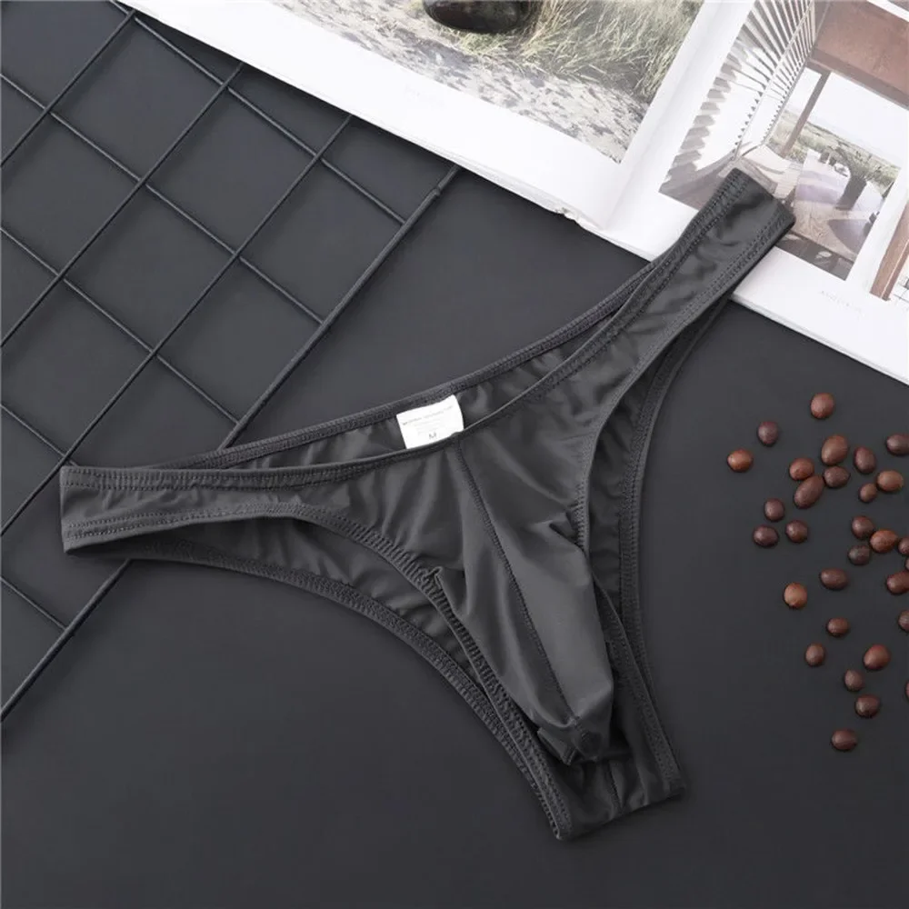 Men Underwear Low Waist Briefs Shorts Elephant Nose Pouch Sheer Thin Panties