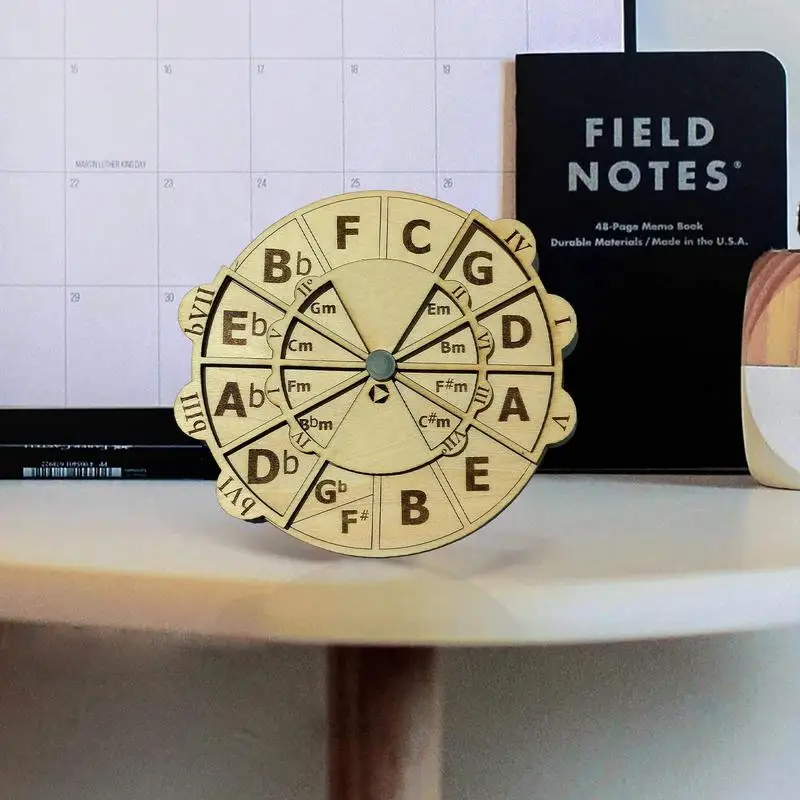 Wooden Melody Tool Circle Of Fifths Wheel Round Music Enlightenment Toys Chord Wheel For Musicians Musical Instruments Dropship